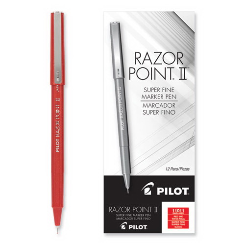 PILOT CORP. OF AMERICA进口代理批发 PILOT CORP. OF AMERICA PIL11001 Razor Point 细线多孔尖笔，棒状，超细 0.3 毫米，黑色墨水，黑色笔管，多支