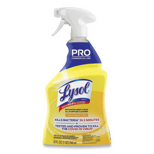 Professional Lysol进口代理批发 Professional Lysol RAC00351 高级深层清洁多用途清洁剂，柠檬微风，32 盎司扳机喷雾瓶，12 个/箱