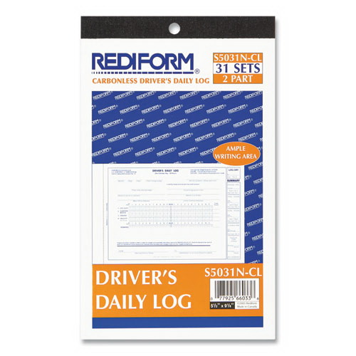 酷牌库|商品详情-REDIFORM OFFICE PRODUCTS进口代理批发 REDIFORM 办公产品 REDS5031NCL 驾驶员每日日志，两部分无碳复写纸，8.75 x 5.38，共 31 份表格