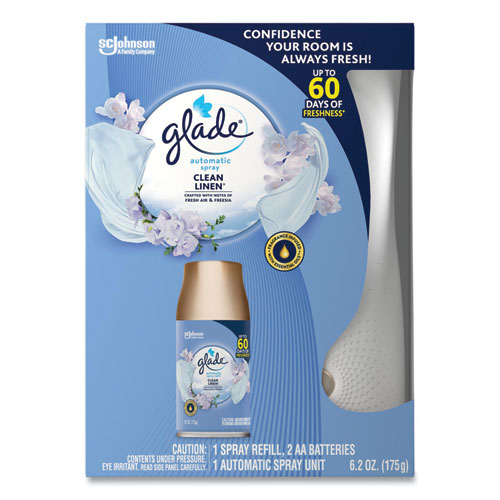 Glade进口代理批发 Glade SJN329349 自动喷雾入门套件，喷雾装置和补充装，白色/金色，干净亚麻布，4 件/箱