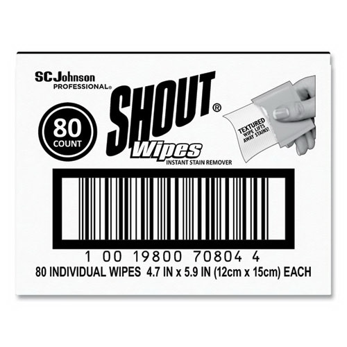 酷牌库|商品详情-Shout进口代理批发 Shout SJN686661 Wipe and Go 即时去污剂，4.7 x 5.9，无味，白色，80 包/箱