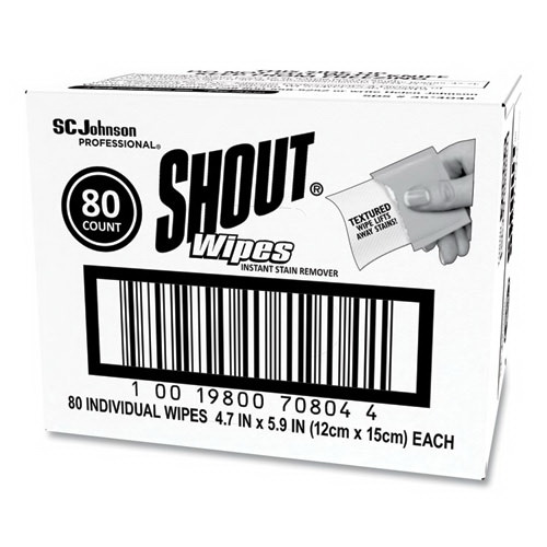 酷牌库|商品详情-Shout进口代理批发 Shout SJN686661 Wipe and Go 即时去污剂，4.7 x 5.9，无味，白色，80 包/箱