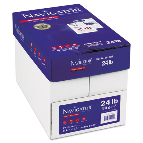 Navigator进口代理批发 Navigator SNANPL1124 白金纸，99 亮度，24 磅证券纸，8.5 x 11，白色，500 张/令，10 令/箱