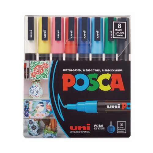 酷牌库|商品详情-POSCA进口代理批发 POSCA UBCPC3M8C 永久专用记号笔，细子弹头，多种颜色，8 支/包