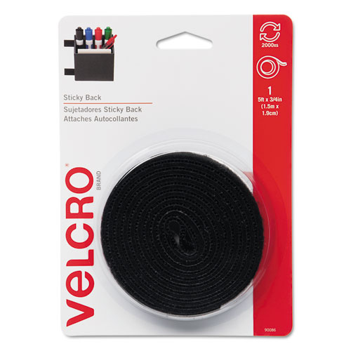 Velcro进口代理批发 Velcro VEK90086 带分配器的粘背紧固件，可移除粘合剂，0.75 英寸 x 5 英尺，黑色