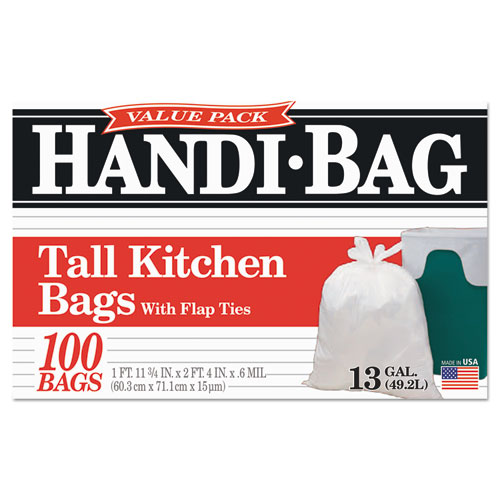 酷牌库|商品详情-Handi-Bag进口代理批发 Handi-Bag WBIHAB6FK100 超值装罐内衬，13 加仑，060 万，23.75" x 28"，白色，100 个/盒