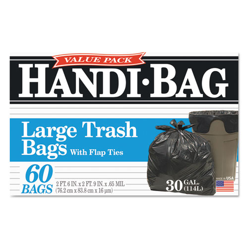 酷牌库|商品详情-Handi-Bag进口代理批发 Handi-Bag WBIHAB6FT60 超值装罐内衬，30 加仑，0.65 百万，30" x 33"，黑色，60 个/盒