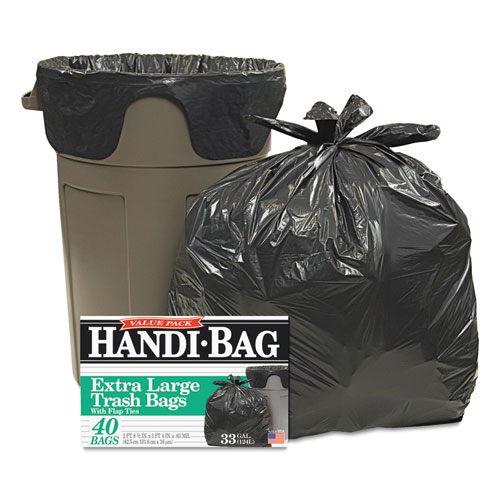 Handi-Bag进口代理批发 Handi-Bag WBIHAB6FTL40 超值装罐内衬，33 加仑，0.65 百万，32.5" x 40"，黑色，40 个/盒