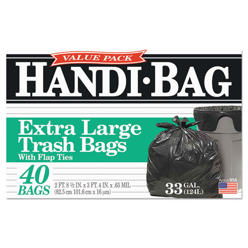 酷牌库|商品详情-Handi-Bag进口代理批发 Handi-Bag WBIHAB6FTL40 超值装罐内衬，33 加仑，0.65 百万，32.5" x 40"，黑色，40 个/盒