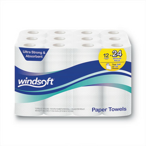 酷牌库|商品详情-Windsoft进口代理批发 Windsoft WIN12216 高级厨房卷巾，2 层，11 x 6，白色，110 卷/卷，12 卷/箱