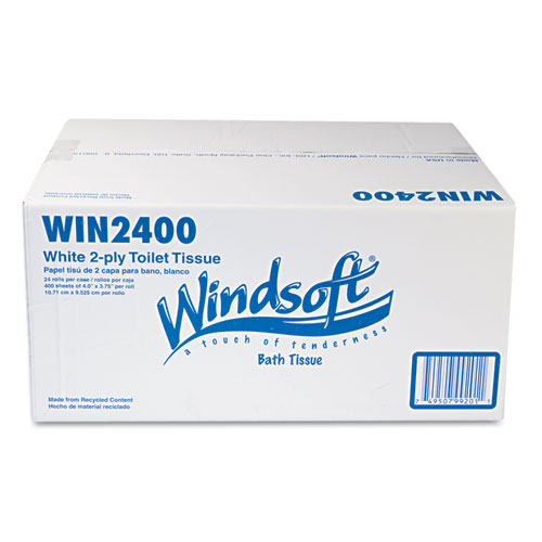 酷牌库|商品详情-Windsoft进口代理批发 Windsoft WIN2400 卫生纸，化粪池安全，独立包装卷，2 层，白色，400 张/卷，24 卷/箱