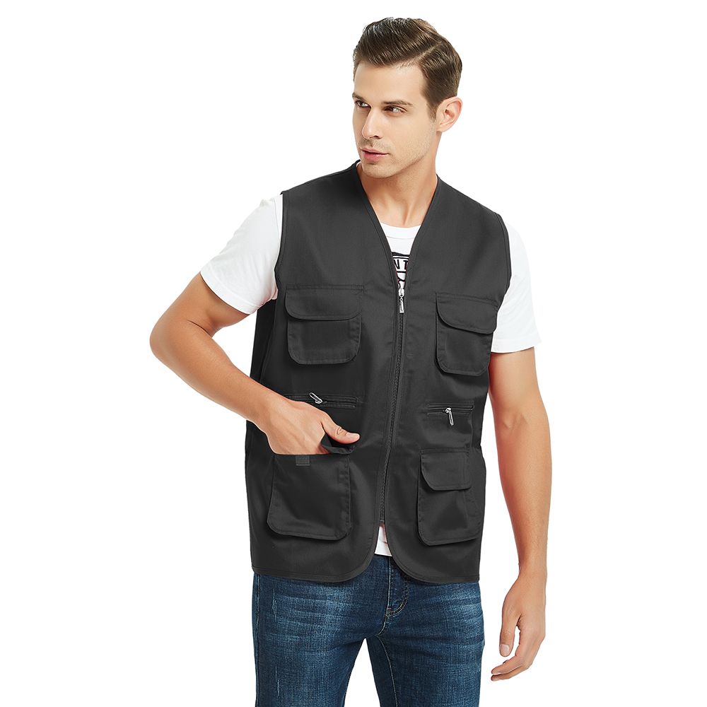 Men's Polyester Cotton Multi-pocket Vest Volunteer Casual Vest Fishing Vest