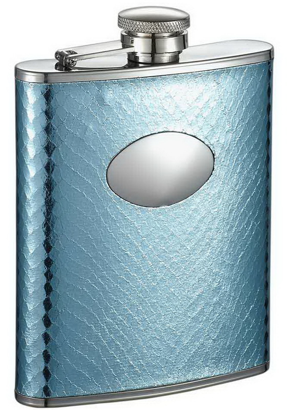 6Oz mesh design flask with engraving oval plate stainless steel