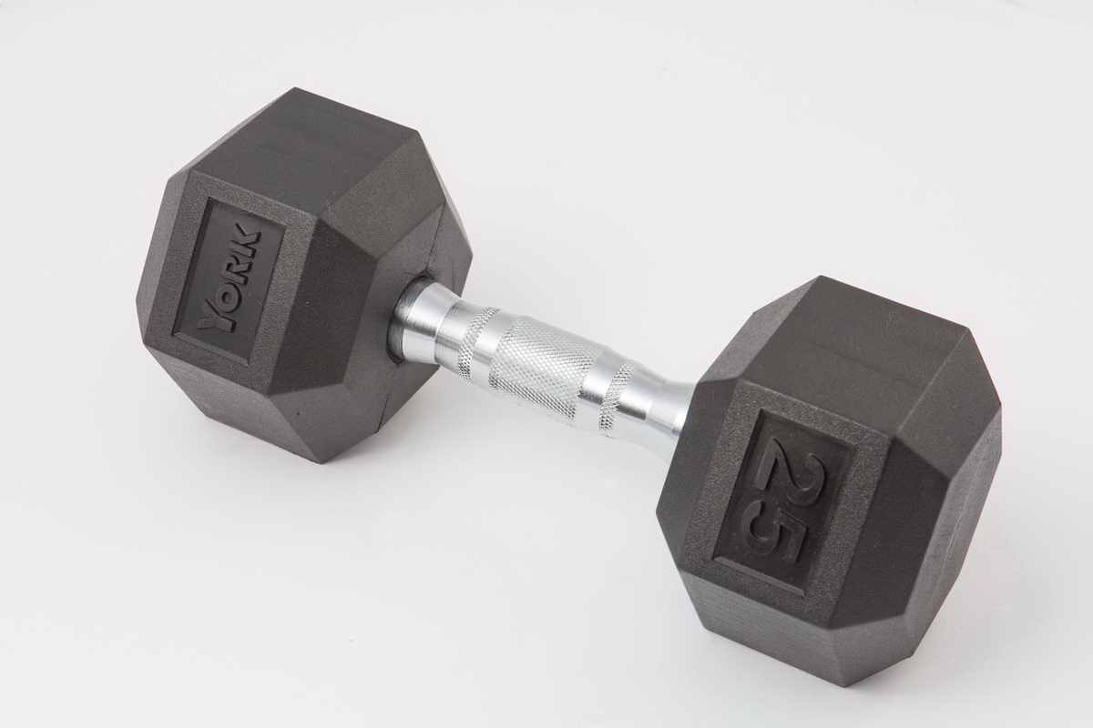 17.5 lbs York Barbell Solid Steel Professional Chrome Dumbbell with Ergo Grip