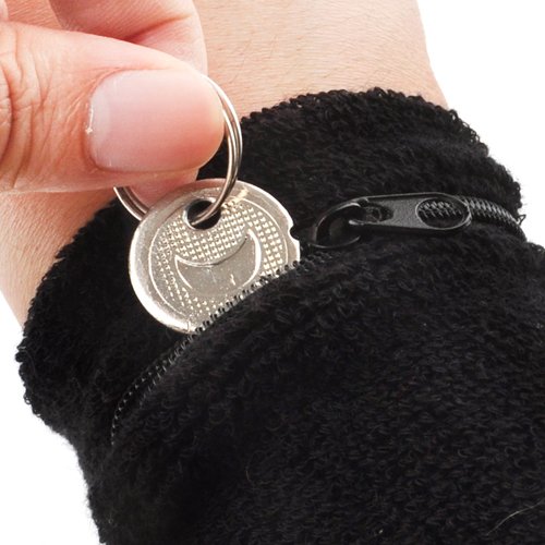 GOGO 2 PCS Wristbands with Zipper Pockets Wrist Wallet Sweatband
