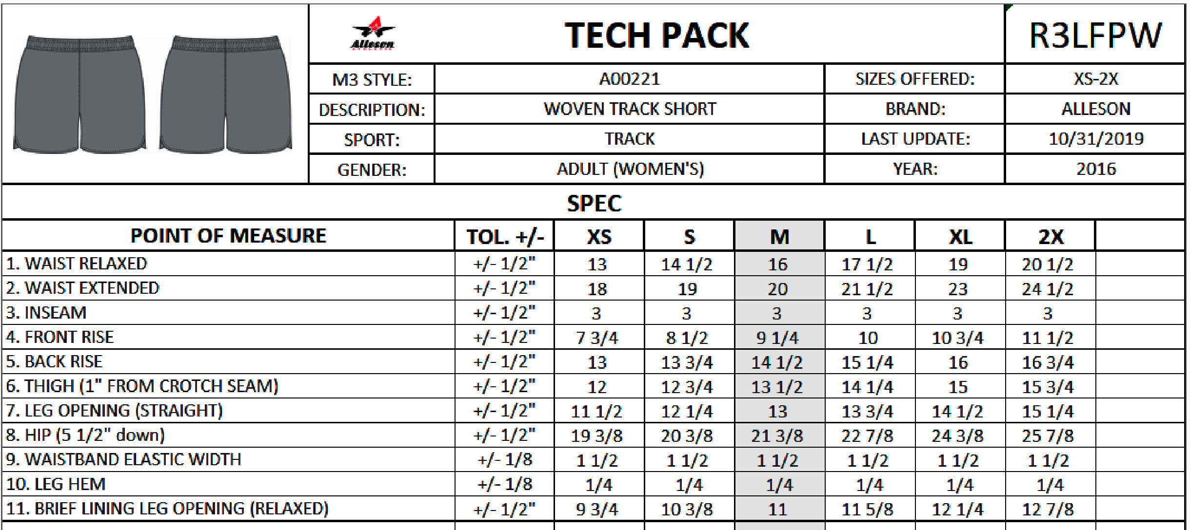 size chart