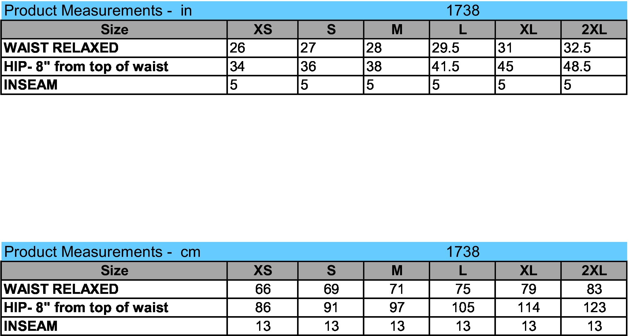 size chart