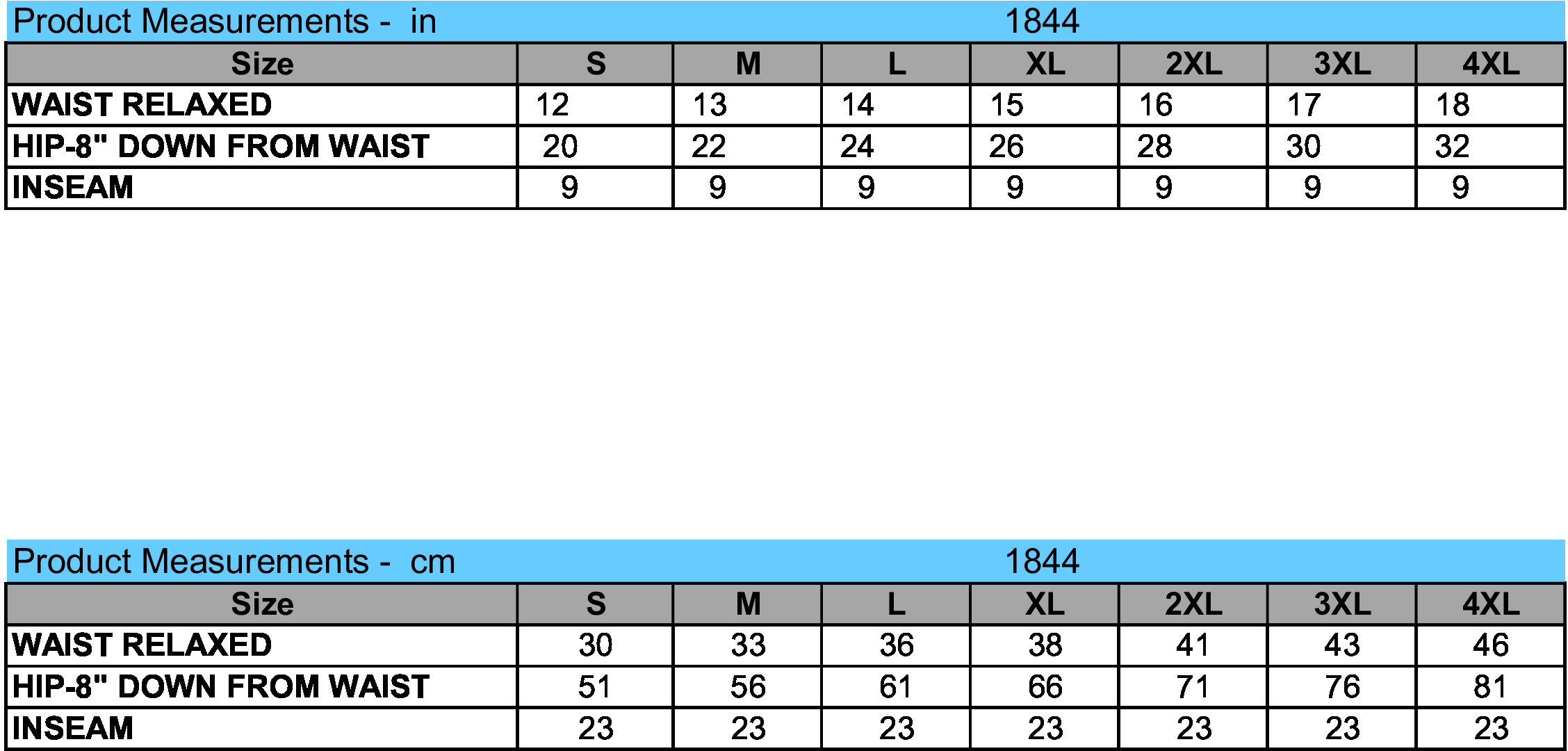 size chart