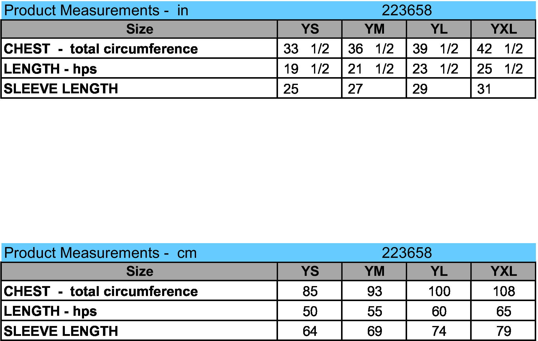 size chart