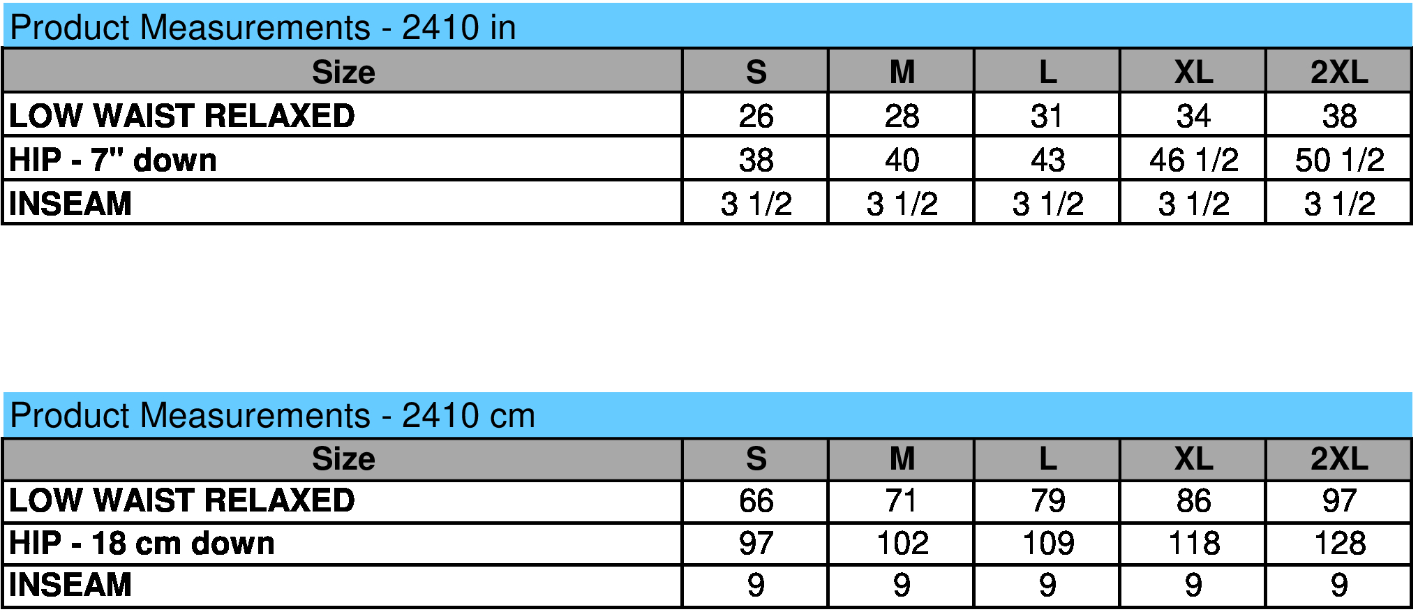 size chart