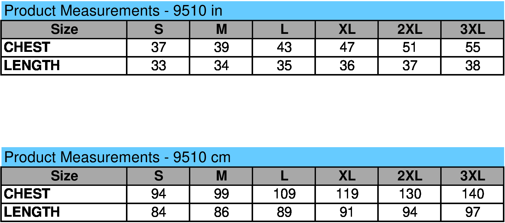 size chart