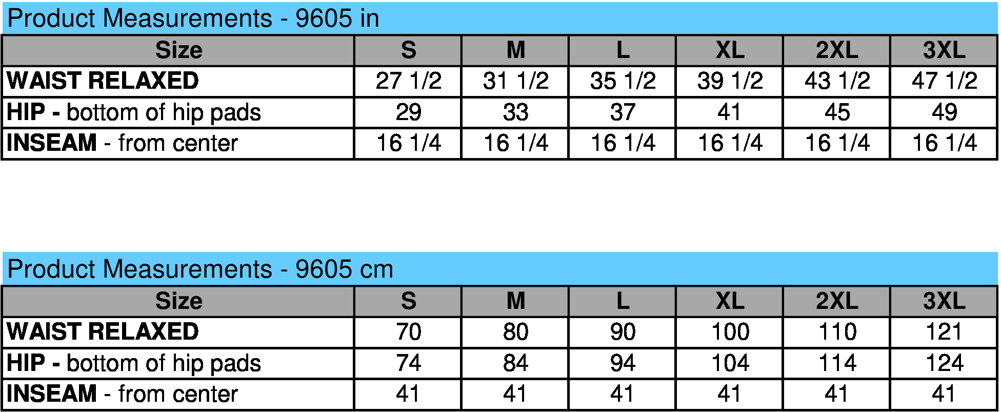 size chart