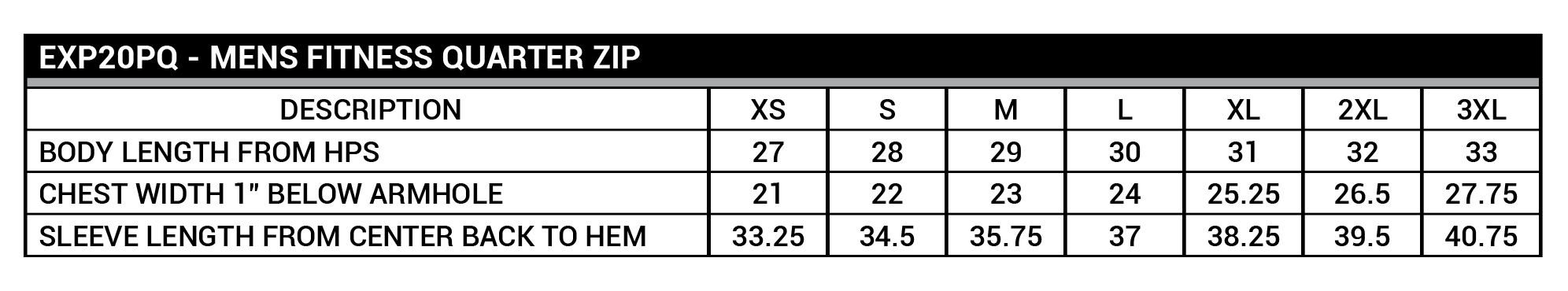 size chart