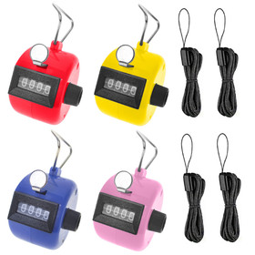 TOPTIE 4 Sets Plastic Counter Clickers with Lanyards, Handheld Tally Counter for Sports Event