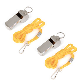 TOPTIE 2 PCS Sports Whistles with Lanyard, Metal Whistles for Lifeguards Survival Emergency Training