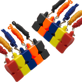TOPTIE 10 PCS Pealess Whistles with Breakaway Lanyards for Outdoor SurvivalLifeguard Emergency