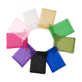 TOPTIE 200 Pcs Sheer Organza Drawstring Bags, 5" x 7" Jewelry Pouch for Wedding Party Baby Shower