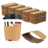 Aspire 100 Pcs Coffee Cup Sleeves Fit 10-24oz Cups For Hot and Cold Drinks Corrugated Kraft Cardboard Insulators