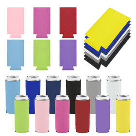 Aspire 25 Pcs Neoprene Blank Slim Can Cooler Sleeves, 12oz DIY Soft Reusable Skinny Tall Beverage Cup Sleeves