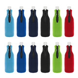 Muka 12 Pcs Neoprene Beer Bottle Cooler Sleeves, Soft Insulated Reusable 12oz Beverage Bottle Sleeves, Zipped-up Beer Bottle Jacket for Weddings, Parties and HTV Projects, Perfect Fit