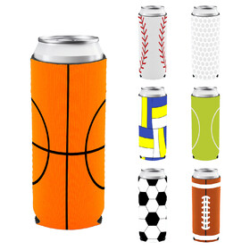 Aspire Sports Slim Can Cooler Sleeves, 12oz Neoprene Skinny Tall Beer Can Holders, Insulators For Sports Events