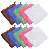 TOPTIE 10 Pack Microfiber Hand Towel Washcloth Highly Absorbent Cleaning Wipe Rag with Hanging Loop, Square 12