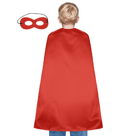 TOPTIE Satin Superhero Capes with Eye Mask, Velcro Touch Fastener, Halloween Festival Event Costumes and Dress-Up