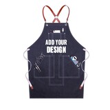 TOPTIE Customized Denim Apron Sleeveless Solid Color Adjustable Kitchen and Work Apron for Restaurant Cafe Barista Nail Salon Barber Artist