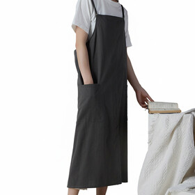 TOPTIE Sleeveless Cotton Apron Waterproof Kitchen Cooking Bib Apron with Pocket for Home Restaurant Cafe