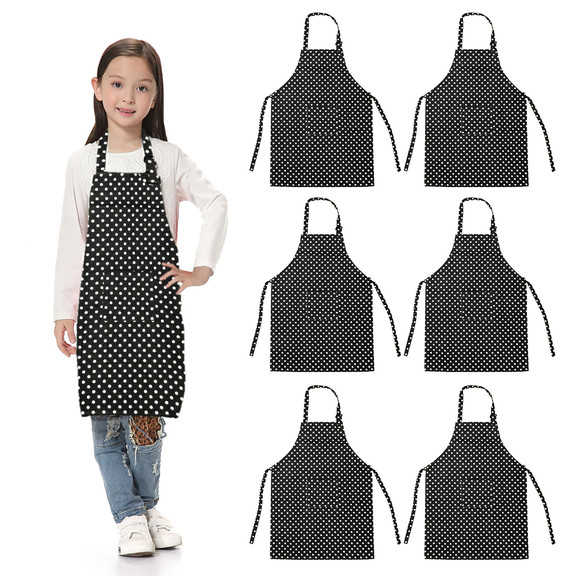Kids Apron and Chef Hat Set, Boys Girls Adjustable Child Aprons with 2  Pockets Kitchen Bib Aprons for Kitchen Cooking Baking Wear (White L) 