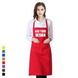 TOPTIE Custom Print Chefs Bib Apron with Two Front Pockets for Cooking Baking Kitchen Restaurant Crafting, 23 1/2