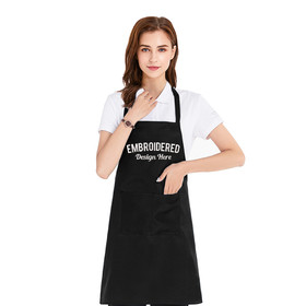 TOPTIE Custom Embroidery Chef Bib Apron with Two Pockets Polyester Cotton for Kitchen Restaurant, 23.5"W x 27.5"L