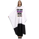 Custom Two-tone Cape Adult Enlarged Hairdressing Cape with Adjustable Clasp Closure, 65"L x 55"W