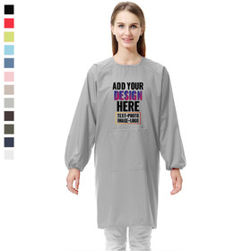 Custom Women's Long Sleeved Waterproof Apron Smock with One Front Pocket, Clothing Preventer