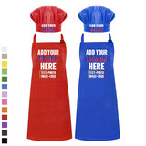 Custom Print Cotton Canvas Adjustable Apron and Chef Hat Set, Unisex Chef Kitchen Apron with 2 Pockets,