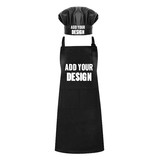 TOPTIE Custom Print Cotton Canvas Adjustable Apron and Chef Hat Set for Men and Women
