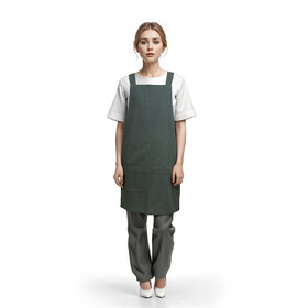 TOPTIE Japanese Style Cotton Linen Cross Back Apron with Pockets for Kitchen Cooking Garden Craft Art Painting