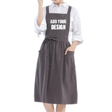 TOPTIE Custom Print Cotton Linen Cross Back Apron for Women Pinafore Dress with Pockets for Cooking Gardening Work