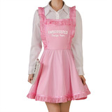 TOPTIE Custom Embroidery Cute Lovely Retro Ruffled Apron for Women Waterproof Cross Back Waitress Maid Chef Pinafore