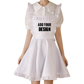 TOPTIE Custom Print Cute Lovely Retro Ruffled Apron for Women Waterproof Cross Back Waitress Maid Chef Work Pinafore